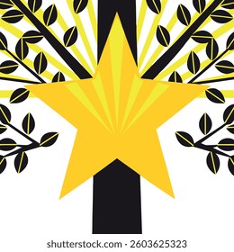 Abstract Design Beautiful Star and Leaf Illustration for Floral Backdrop and Garden-Themed Business Cards
