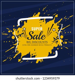 Abstract Design Big Super sale with ink splash background