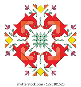 abstract design with birds,stars,flowers, ethnic  