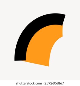 Abstract design with black and orange arcs. Geometric shapes create a modern look. Bold black and vibrant orange arcs form a striking abstract pattern. Isolated vector illustration.