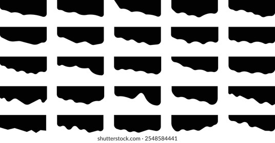 Abstract design black separator header and border for website, banner. Wave and triangular dividers for Top or Bottom Page.  Curve lines, wave collection. et of down border, separator, Divider shapes 