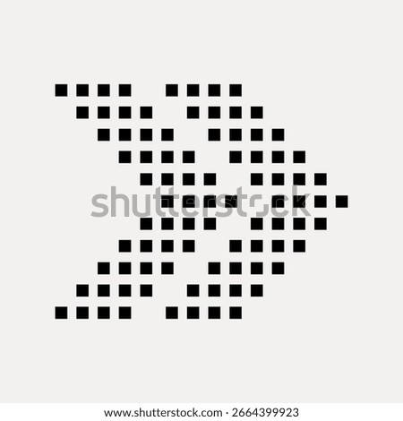 Abstract design with black squares forming an arrow pattern. Geometric and modern, this abstract design uses black squares to create a dynamic arrow effect. Design element vector.