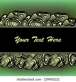 Abstract design with black stripe with decorative seamless border on green background