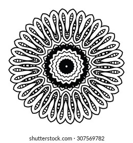 Abstract design black white element. Round mandala in vector. Graphic template for your design. Circular pattern.