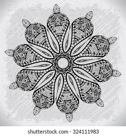 Abstract design black white element. Round mandala in vector. Graphic template for your design. Circular pattern.