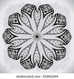 Abstract design black white element. Round mandala in vector. Graphic template for your design. Circular pattern.