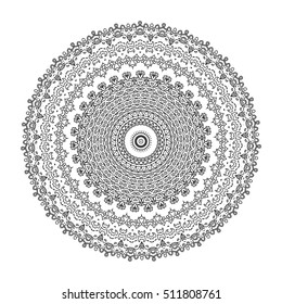 Abstract design black white element. Round mandala in vector. Graphic template for your design. Circular pattern.