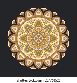 Abstract design black white element. Round mandala in vector. Graphic template for your design. Circular pattern.