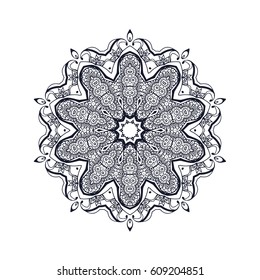 Abstract design black white element. Round mandala in vector. Graphic template for your design. Circular pattern.