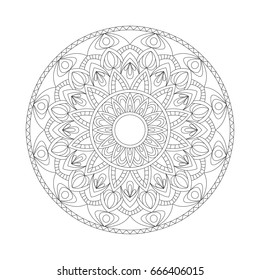 Abstract design black white element. Round mandala in vector. Graphic template for your design. Circular pattern.