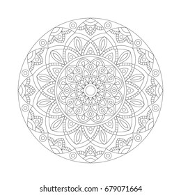 Abstract design black white element. Round mandala in vector. Graphic template for your design. Circular pattern.