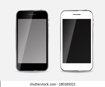 Abstract Design Black and White Mobile Phones. Vector Illustration