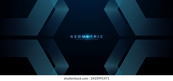 Abstract design with blue glowing hexagon geometric lines background. Modern minimal trendy lines pattern. Vector illustration