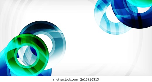 Abstract design. Blue, green swirls create dynamic composition. White background provides contrast. Modern, vibrant aesthetic. Smooth gradients suggest movement.