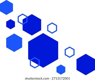 Diseño Abstractas con Formas hexagonales azules concentradas en un área de esquina.