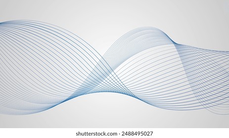 abstract design with blue lines on a light gray background.