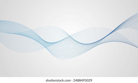 abstract design with blue lines on a light gray background.