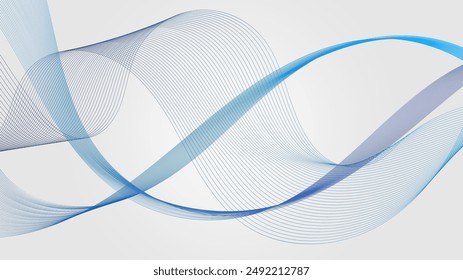 abstract design with blue lines on a light gray background.