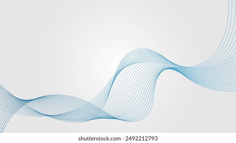 abstract design with blue lines on a light gray background.