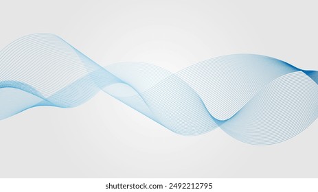 abstract design with blue lines on a light gray background.