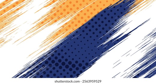 Abstract design with blue and orange brush strokes.eps10