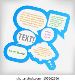 Abstract Design - Blue Speech Bubbles With Copyspace on Grey Background