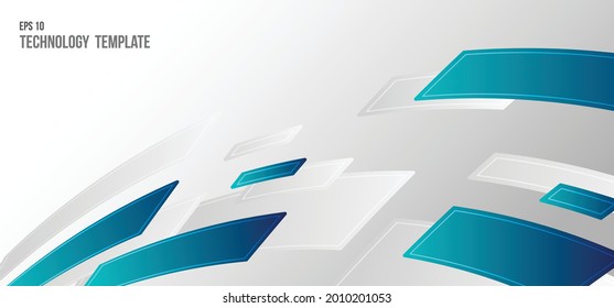 Abstract design of blue wavy pattern rectangle decorative template. Futuristic style of movement background. illustration vector