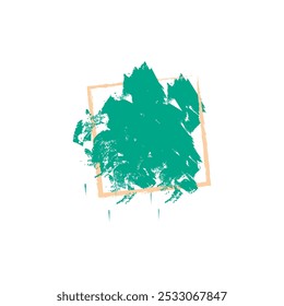an abstract design with a bold, textured brushstroke in a vibrant teal color.