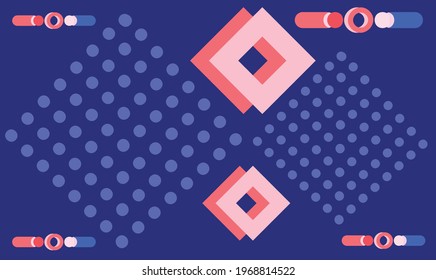 abstract design of box and circle on blue dotted background