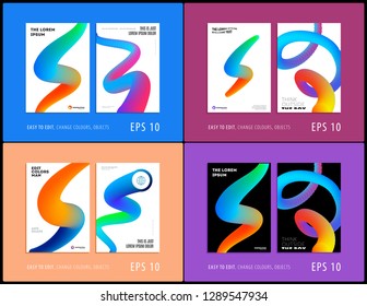 Abstract design brochure in modern style, creative catalog, flyer in A4 with colourful geometric shapes for branding, presentation, marketing kit. Business vector cover set