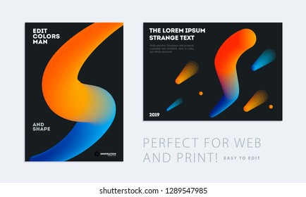 Abstract design brochure in modern style, creative catalog, flyer in A4 with colourful geometric shapes for branding, presentation, marketing kit. Business vector cover set