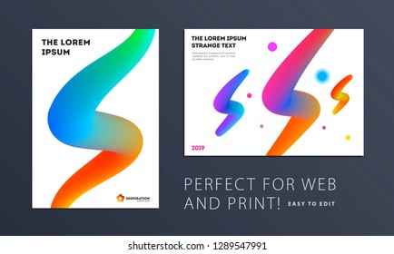 Abstract design brochure in modern style, creative catalog, flyer in A4 with colourful geometric shapes for branding, presentation, marketing kit. Business vector cover set