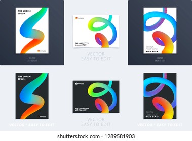 Abstract design brochure in modern style, creative catalog, flyer in A4 with colourful geometric shapes for branding, presentation, marketing kit. Business vector cover set