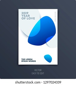 Abstract design brochure in modern style, creative catalog, flyer in A4 with colourful soft spots for branding, presentation, marketing kit. Business vector cover
