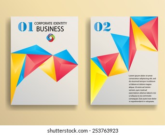 Abstract Design, Brochure, Web Sites, Page, Leaflet, with Colorful Geometric Triangular Background, Logo and Text Separately. Vector Illustration.