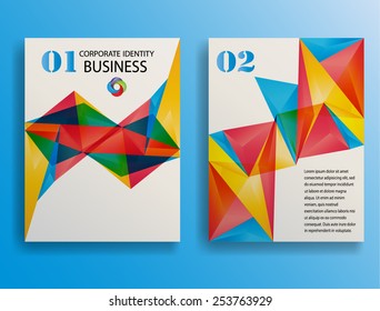 Abstract Design, Brochure, Web Sites, Page, Leaflet, with Colorful Geometric Triangular Background, Logo and Text Separately. Vector Illustration.