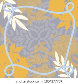 Abstract design with brush strokes and floral designs for silk shawl, hijab, headscarf and other textiles.