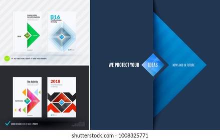Diseño abstracto de folletos de vectores comerciales para la impresión de marcas