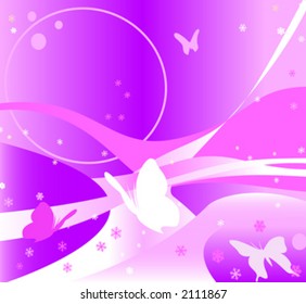 abstract design with butterflies, circles and wind waves