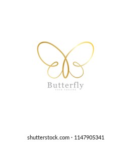 abstract design of butterfly shape. outline with a luxurious golden color