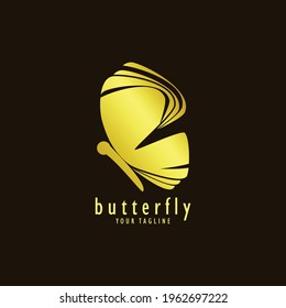abstract design of butterfly shape. stylish outline with a luxurious golden color