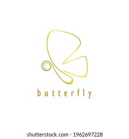 diseño abstracto de forma de mariposa. diseño con un lujoso color dorado