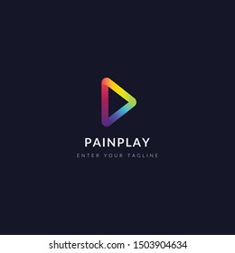 Abstract Design Button Play Logo, Concept Icon Play With Gradient Color.