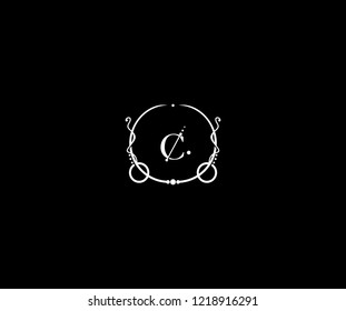 Abstract Design C Letter Modern Rounded Circle Swirl Decoration Monogram Logo