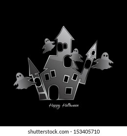 Abstract Design - castle with ghosts on a black background