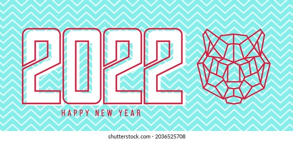 Abstract design for chinese new year 2022. Concept background with tiger head for banner, card, poster in geometric linear polygonal style. Creative holiday vector illustration.