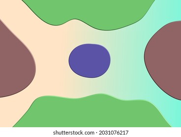 Abstract design of a circle in the center surrounded by overflowing liquid from left, right, top, and bottom.