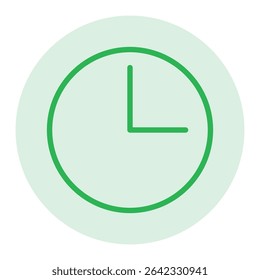 abstract design of a clock green color flat icon design