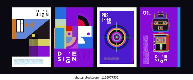 abstract, design, collage, background, banner, poster, presentation, print, retro, set, shape, style, template, texture, toys, triangle, vector, annual, art, backdrop,  robot, book, booklet, brochure,