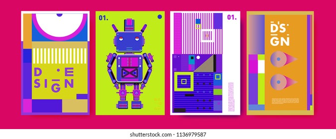 abstract, design, collage, background, banner, poster, presentation, print, retro, set, shape, style, template, texture, toys, triangle, vector, annual, art, backdrop,  robot, book, booklet, brochure,